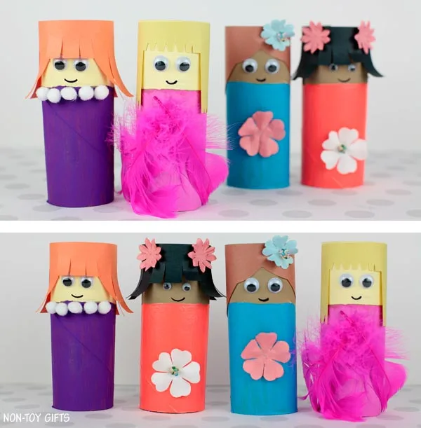 simple paper roll Mother's Day craft for preschoolers