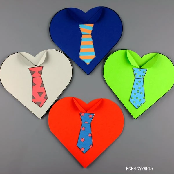 Father's Day tie heart cards for preschoolers