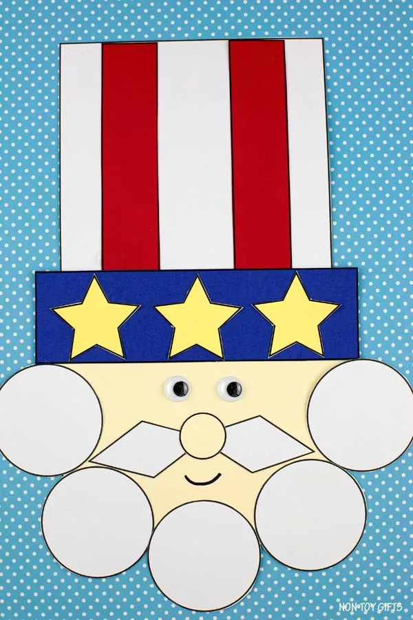 Shape Uncle Sam craft for preschoolers