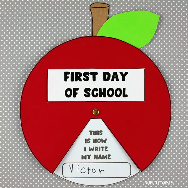 First day of school apple spinner - back to school craft for kids
