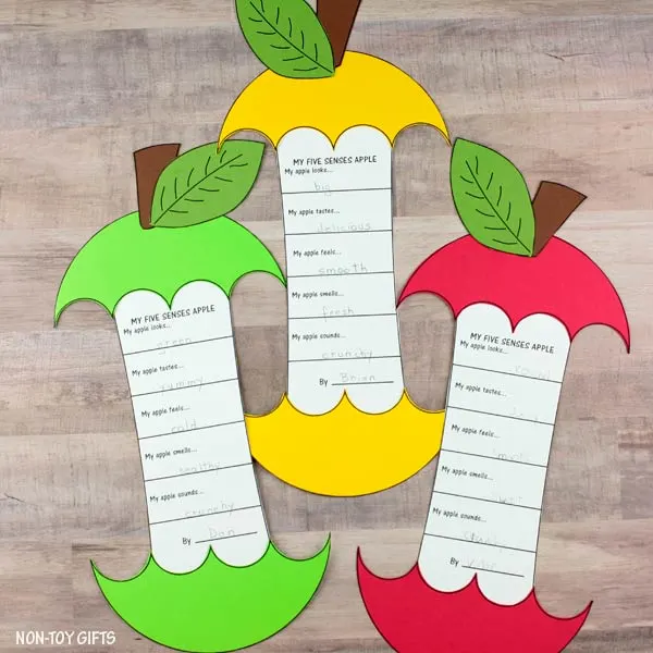 apple tasting five senses template
