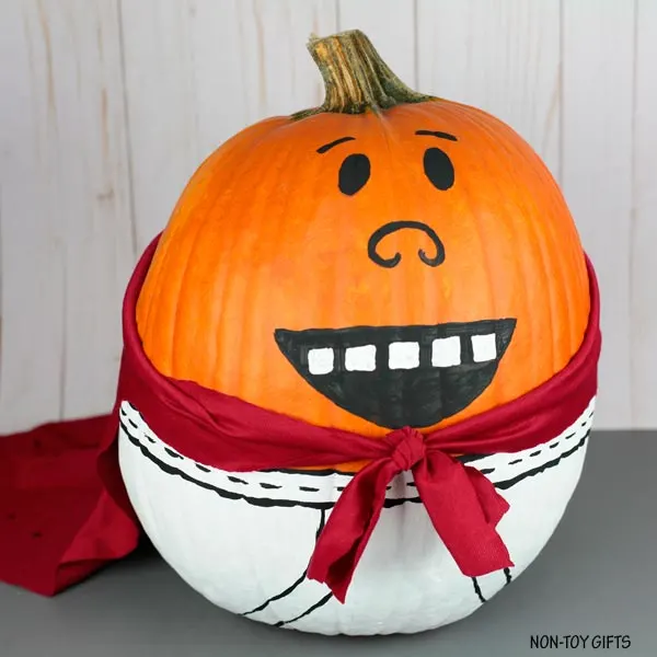 Painted Captain Underpants pumpkin for kids