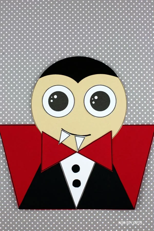 Shape vampire craft - Halloween match craft for preschoolers, kindergartners and older kids