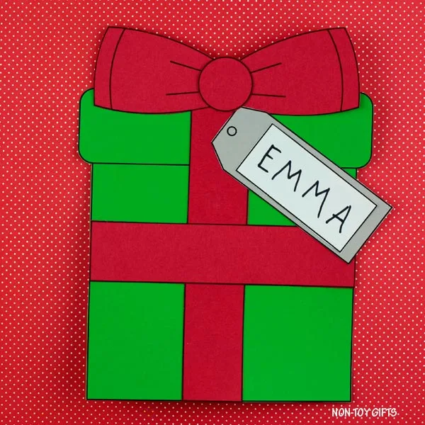 Easy Christmas present craft with name writing