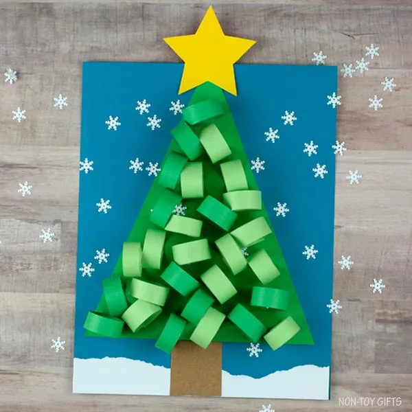 Easy paper Christmas tree craft for kids