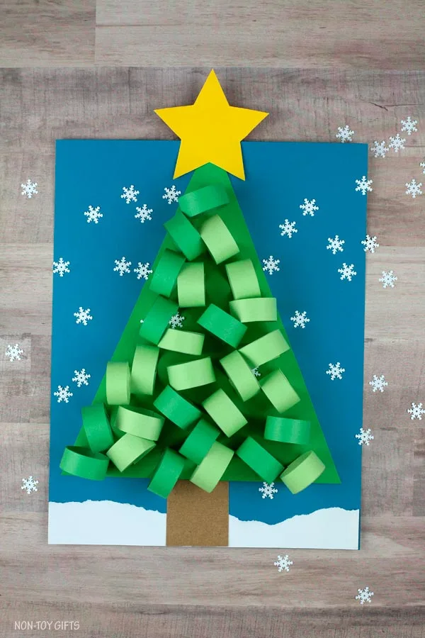 Construction paper Christmas tree craft for kids