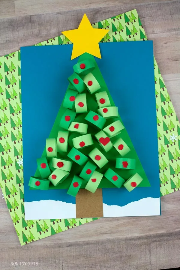  Construction paper Christmas tree craft  for bulletin board display