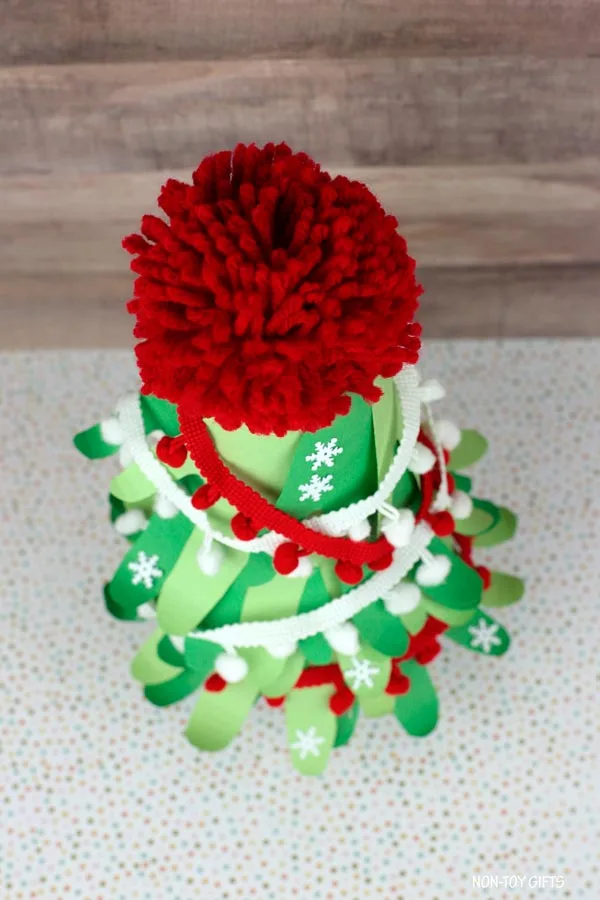 Handprint Christmas tree craft to make in the classroom or as a family and use as a DIY holiday decoration