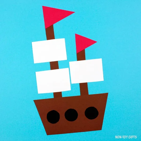 Mayflower boat shape craft for preschoolers to review shapes