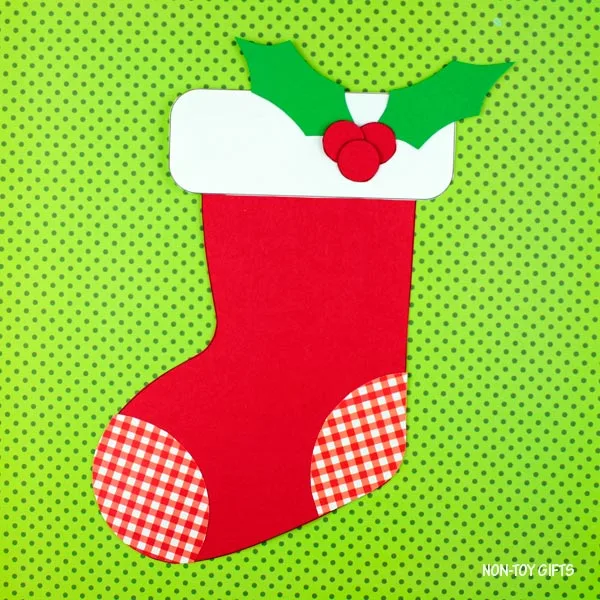 Paper Christmas stocking craft for kids