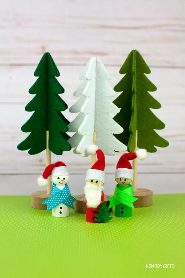 Wooden peg doll Christmas ornaments