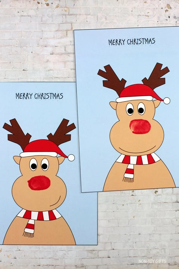 DIY Fingerprint reindeer cards with printable template