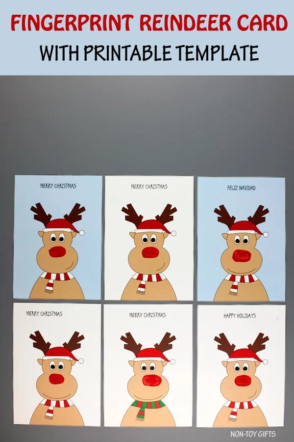 Fingerprint reindeer cards for kids