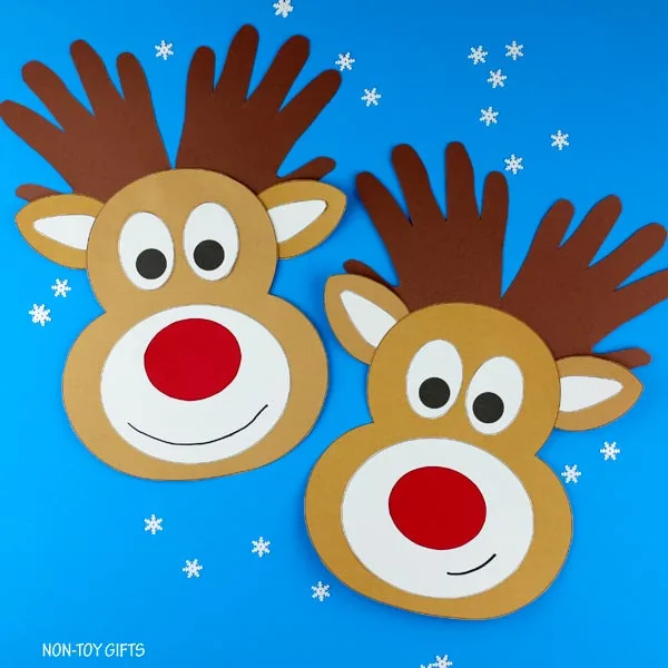 Handprint reindeer craft with printable template