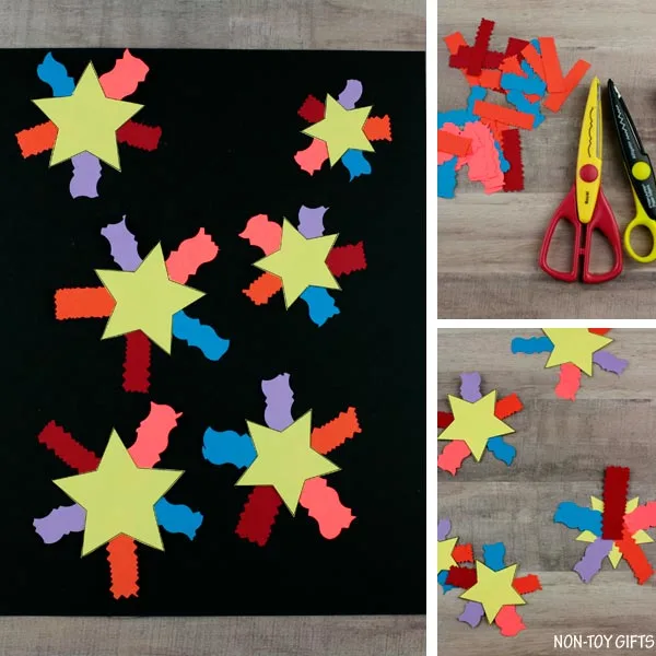 Paper fireworks craft collage