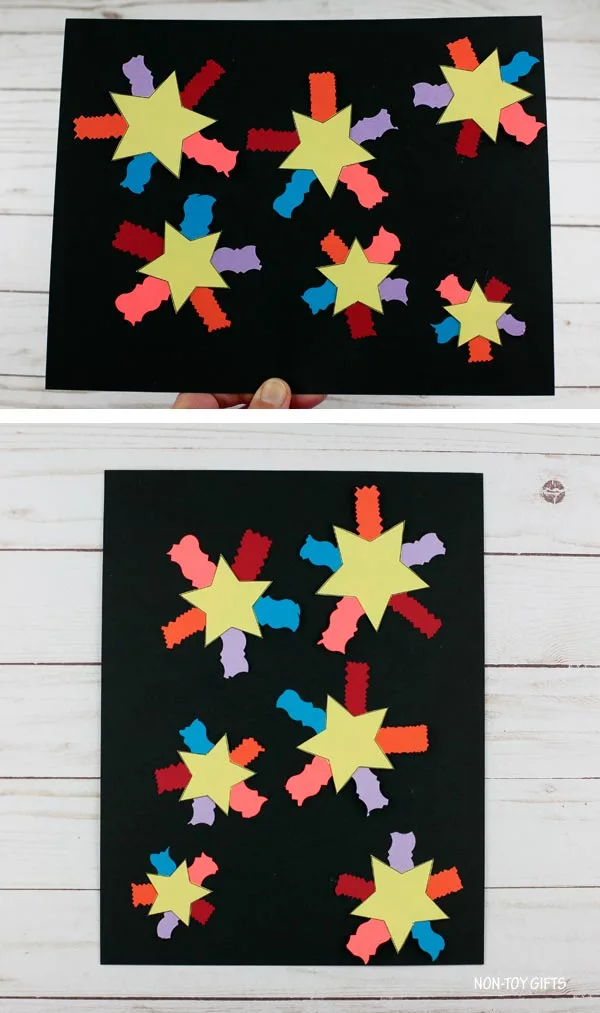 Easy Paper fireworks craft for preschoolers