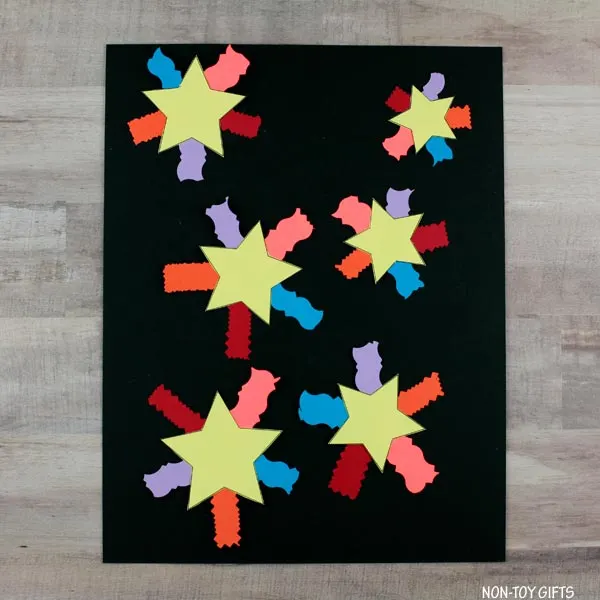 Paper fireworks craft for kids to make with paper scraps