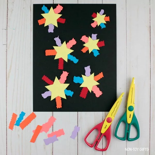 Paper fireworks craft for New year or 4th of July