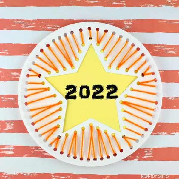 Start and heart Paper plate New Year craft for kids