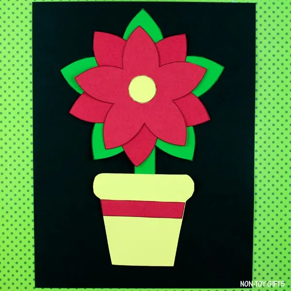 Paper poinsettia craft for kids to make for Christmas