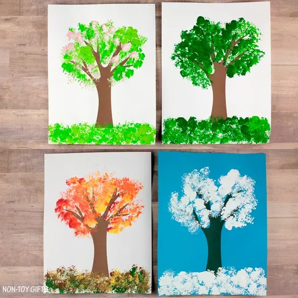 Easy broccoli painted four season tree