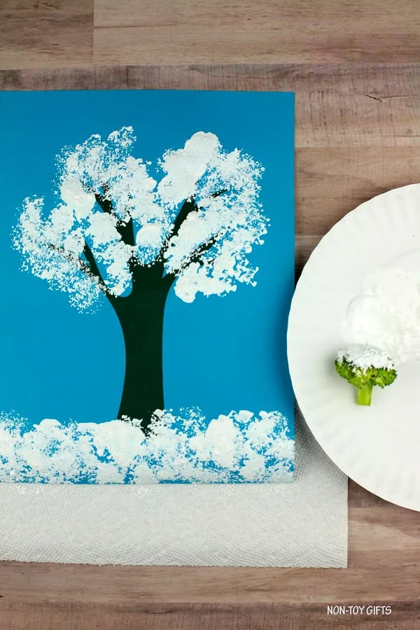 Winter  broccoli stamped tree