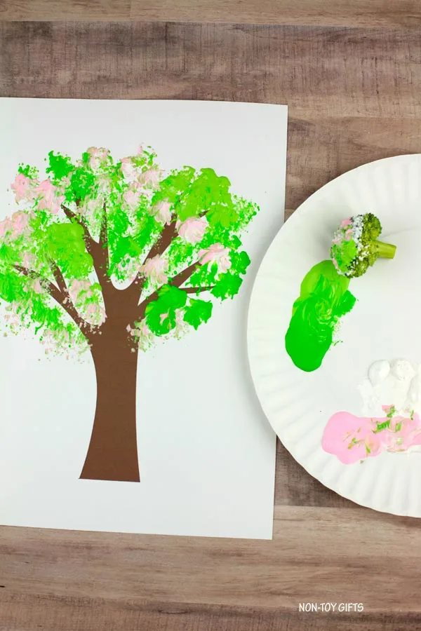 Spring broccoli stamped tree