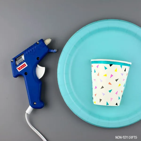 paper cup glued to a paper plate