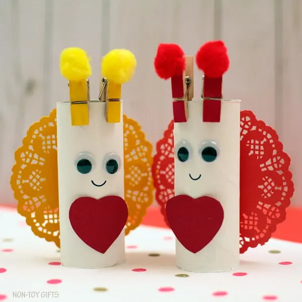 Heart and paper roll love bug craft