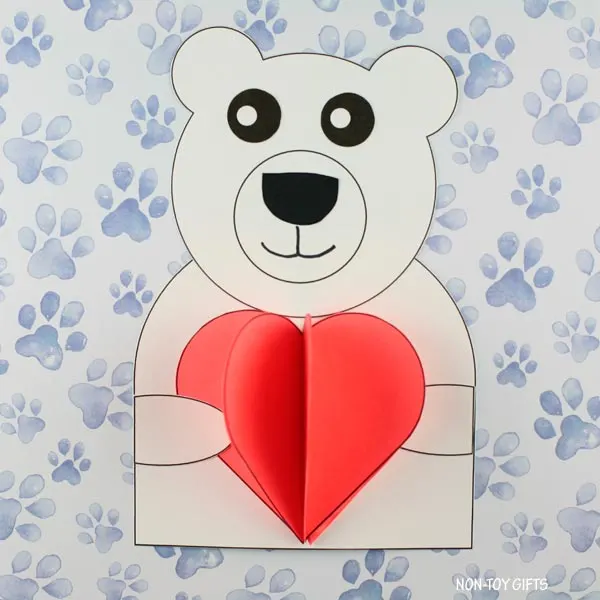 3D heart polar bear craft