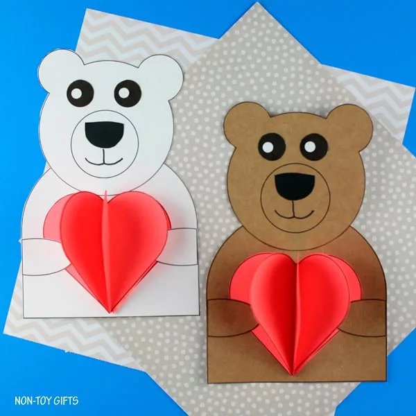 Valentine 3D heart bear craft for kids