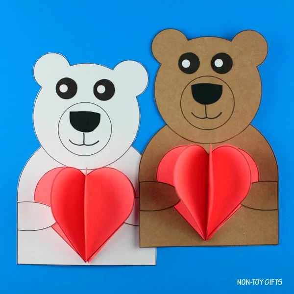 Valentine's Day 3D heart bear craft