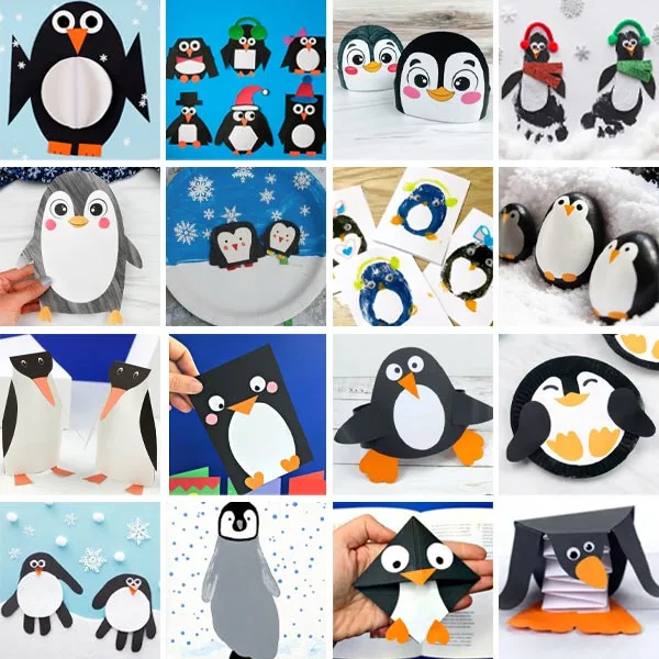 Penguin crafts for preschoolers, kindergartners and older kids