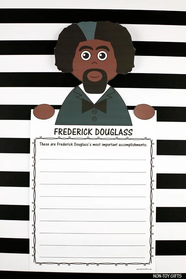 Black History Month: Frederick Douglass color and write activity for kids