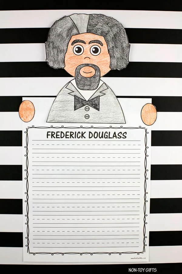 Frederick Douglass color and write activity for kids