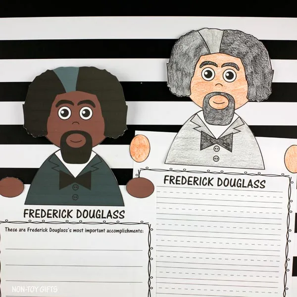 Easy Black History Month activity for kids: Frederick Douglass color and write 