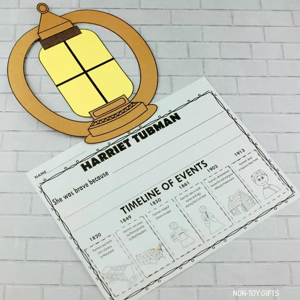 Harriet Tubman craft and writing activity for Black History Month