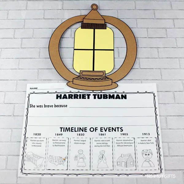 Harriet Tubman craft and writing activity for kids