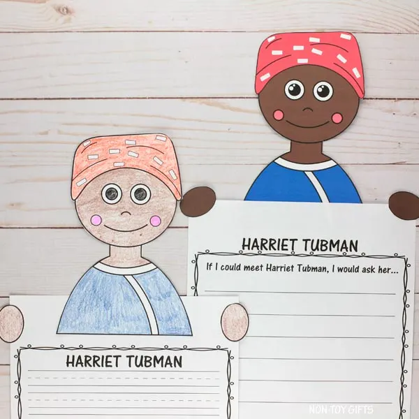 Black History Month: Harriet Tubman color and write for kids