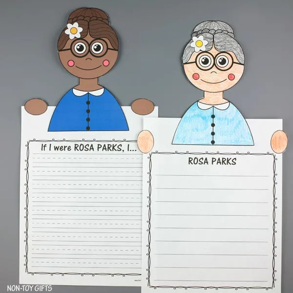 Rosa Parks color and write activity for kids