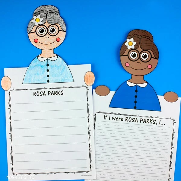 Easy Rosa Parks color and write activity for kids