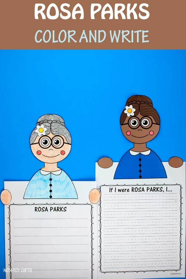 Rosa Parks color and write craft for kids