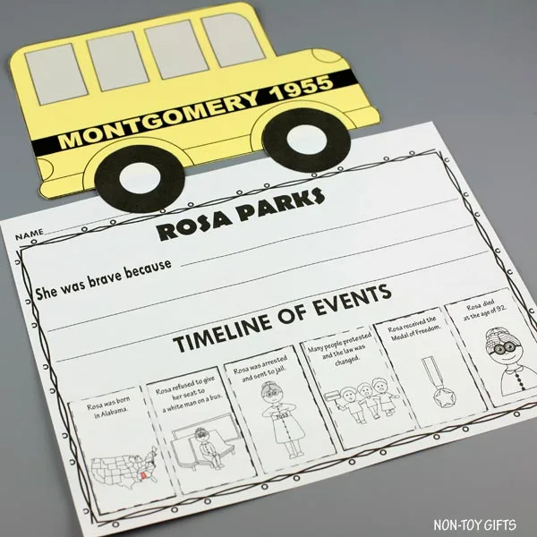 Easy Rosa Parks craft and writing activity