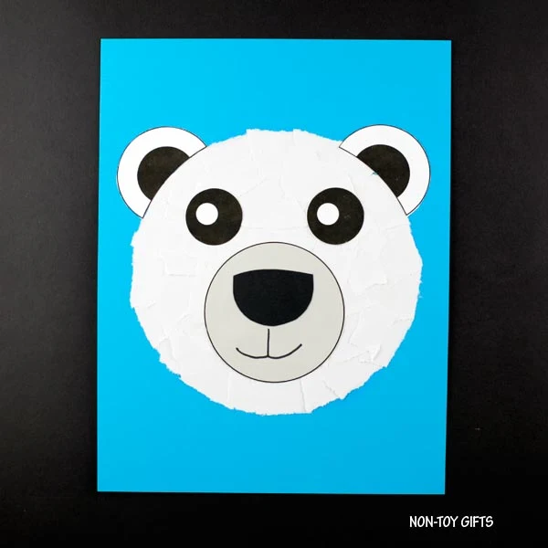 Torn paper polar bear craft