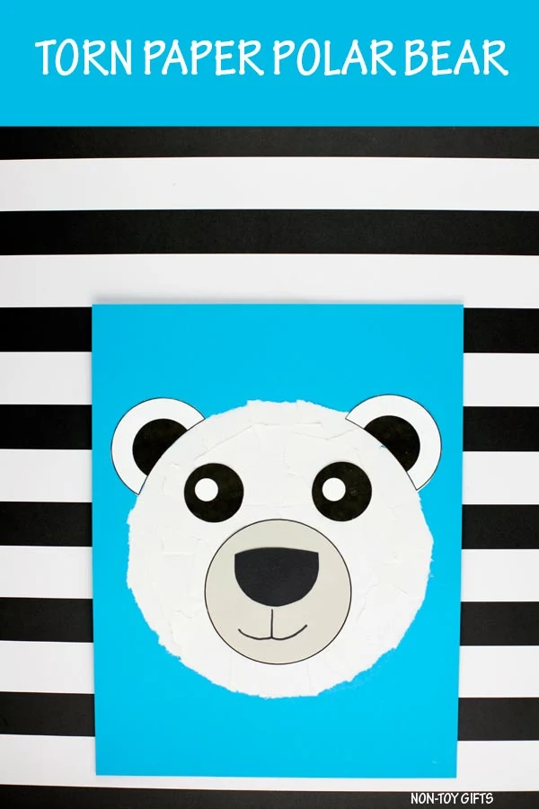 Torn paper polar bear craft for kids