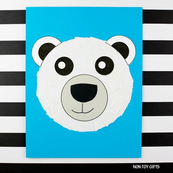 Easy winter craft: Torn paper polar bear craft