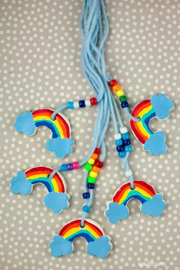 DIY clay rainbow necklace for kids
