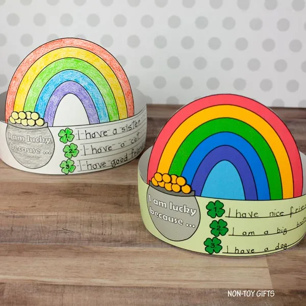 rainbow and pot of gold I am lucky because headband