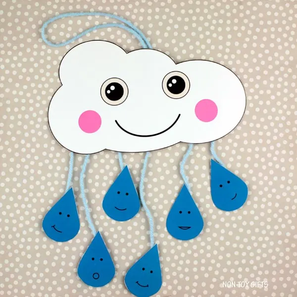 Preschool paper crafts book - rain cloud mobile