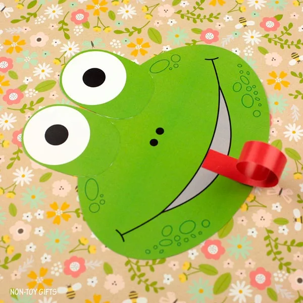 Frog craft with sticky tongue out